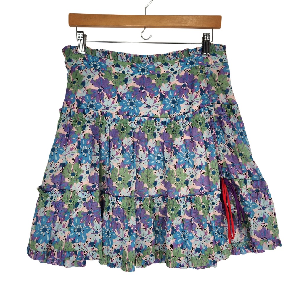 Marc Jacobs Vintage Aruba Tiered Floral Mini Skirt 4 Ruffle‎ Hem Ruched Accent
